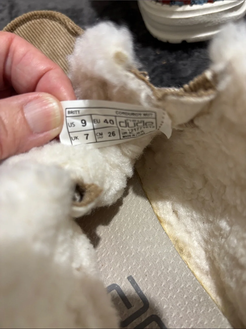 Hey Dude Tan Corduroy Slip-On Shoes with Sherpa Lining - Picture 4 of 9